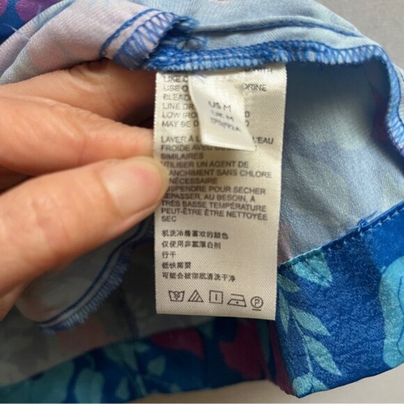 Free People Far Out Cami Tunic Top Blue Floral Beach Festival Boho Sz M - Picture 11 of 13